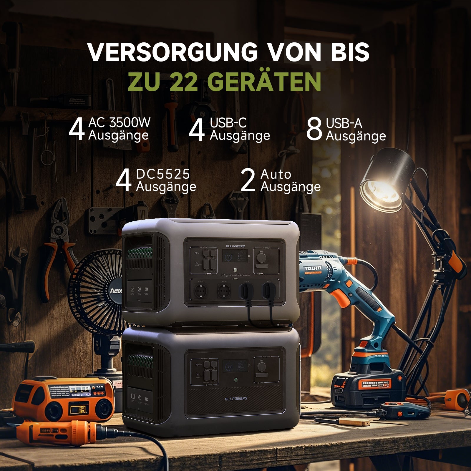 ALLPOWERS R3500 V2 Home Backup Power Station | 3500W 2880Wh Portable Solar Generator