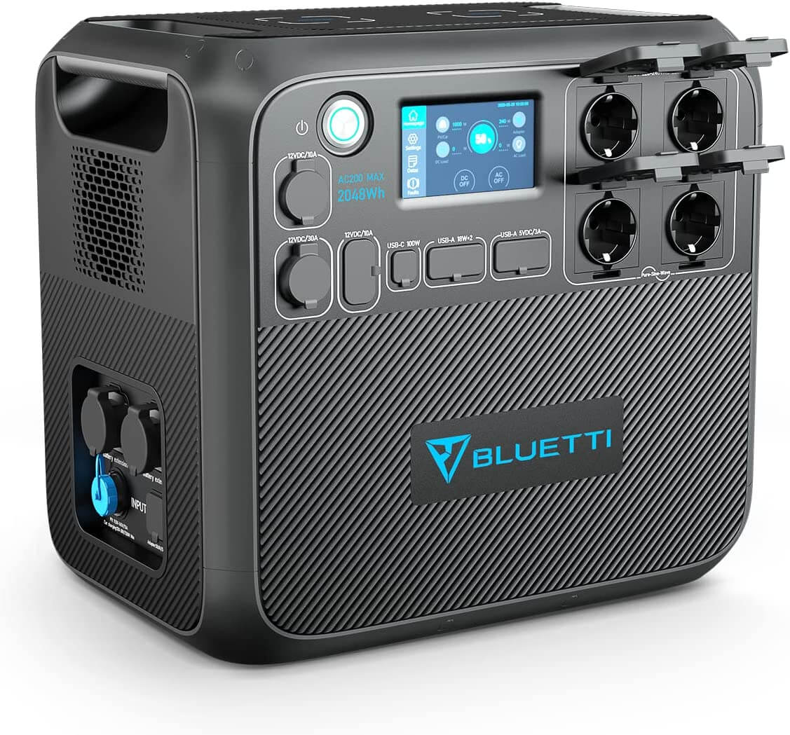 Bluetti AC200MAX Powerstation 2048Wh LiFePO4 – tragbare Notstromlösung für Zuhause, Wohnmobil und Solarstrom, jetzt bei Greenlimon kaufen