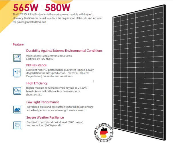 Elite-Solar H7-580W Solarmodule
