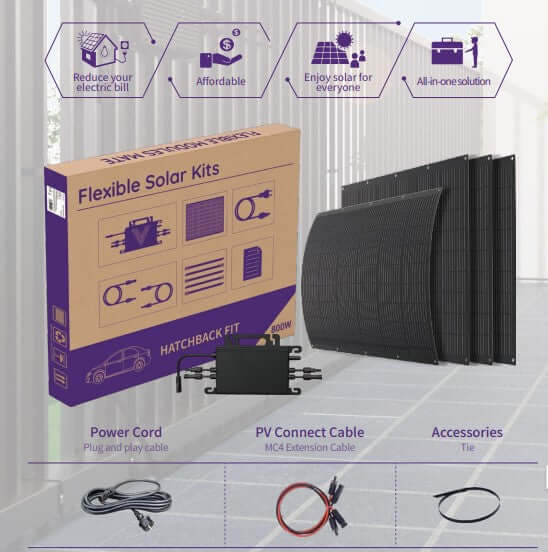 Flexibel Solar Kits VFSK800 -Balcony photovoltaic system – Balkonkraftwerk Set mit GreenLimon Solarmodulen und Wechselrichter