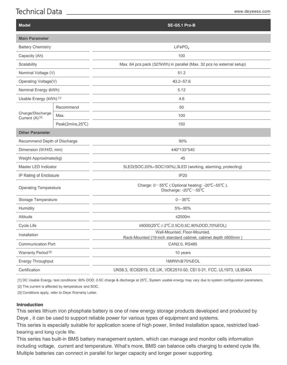 Deye SE-G5.1Pro-B Low Voltage Battery – GreenLimon Batteriespeicher für Solarenergie und Photovoltaik